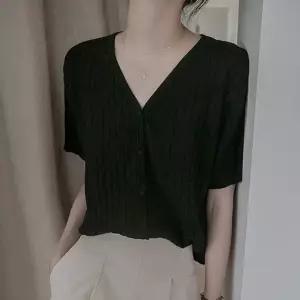 JFJDZZSN064 봄가을 여성 빅사이즈 오버핏 캐주얼 골지 브이넥 반팔 니트 상의