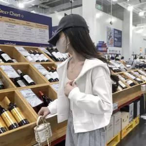 LMKSN014 여성 봄가을 캐주얼 숏 크롭 긴팔 집업 후드 맨투맨 가디건 상의