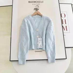 LXGKSNXKCX030 여성 봄가을 캐주얼 브이넥 오버핏 긴팔 아가일 가디건 니트 상의