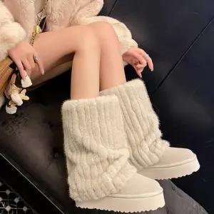 LXFHXN002 여성 겨울 방한화 캐주얼 미들 미끄럼방지 스노우 방한부츠