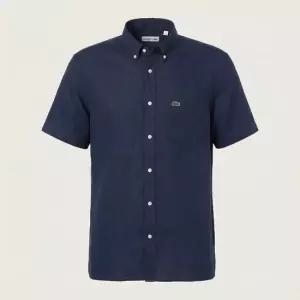 LACOSTE SHORT SLEEVE LINEN SHIRT CH5699-166) 로고 패치 레굴러 핏 리넨 반팔셔츠)