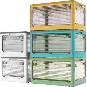 X XUNTAO [수납 박스 접이식] 뚜껑 부착 적층 전방향에서 꺼낼 수 있는 수납 케이스 의류 이불 소품 수납