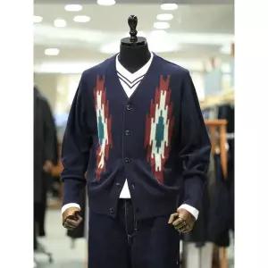 갤러리아 BON F/W 네이비 자카드 자수 가디건 BNEFSW834