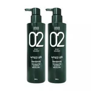 [NS홈쇼핑][amos] 아모스 녹차실감 샴푸 500g 2개 리바이탈 라이징 두피 모발 케어..[35390654]