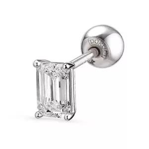 14k 팬시컷 랩 다이아몬드 3부 피어싱_에메랄드컷 1개