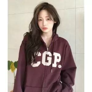 코드그라피 CGP 아치 로고 후드 집업_버건디 913856