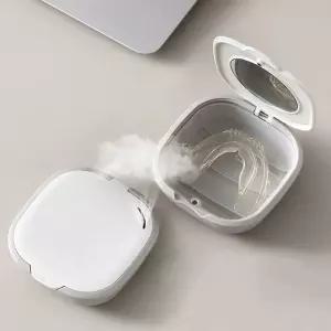 휴대용 장만A782 틀니 의치 마우스피스 보관 함 케이스 미니거울 통