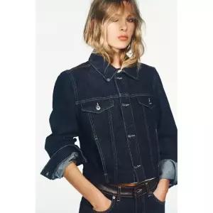 [정품] 자라 자켓 데일리 야상 아웃터 ZARA 페이크 데님 재킷 - 다크 인디고