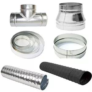 덕트 공사 배관 부속 자재 모음 / 레듀샤 엘보 댐퍼 후렉시블 호스 주름관 배관 환기고 소켓 닥트