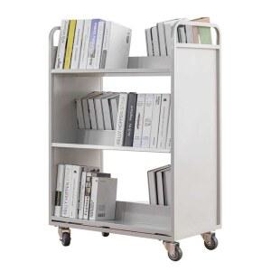도서관북카트 책꽂이 이동식 80x36x90cm 평면형 무소음 도서관 북트럭 2칸
