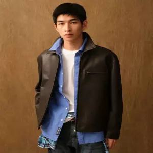 헤지스 남성 26SS 다크브라운 양가죽 자켓 HZJU6A102W3