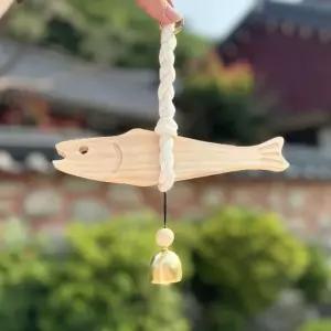 인테리어 풍경 명태 부적 액막이 행운 종 집들이 우드 도어벨 현관 신차선물 고리자석1P 2size