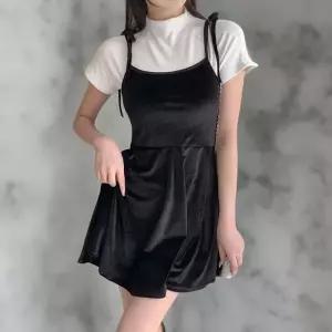 [하프클럽/]여성 페미닌 스타일 벨벳 플레어 미니 드레스