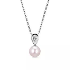 18k 티어 담수진주 목걸이 랩 다이아몬드)