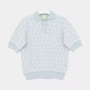 (성인착용가능)펜디키즈 26SS FF로고 올오버 자카드 카라 반팔 남아 PK니트 JMG144 AVW7 F0EX7/14A