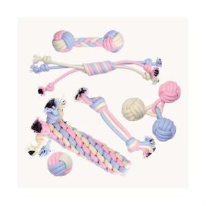 리스펫 강아지 파스텔러버 터그놀이 로프 장난감 6종 세트