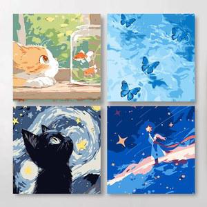 취미 유화 DIY 그리기 세트 고양이 30x30 초보 색칠 그림 명화그리기 페인팅 동물