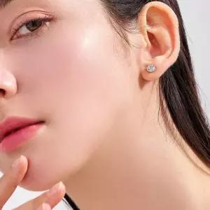 18K 프림 로즈 랩 다이아몬드 4프롱 총 1캐럿 귀걸이 5부 2개)+IGI감정서