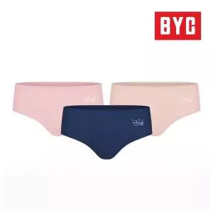 BYC 여성 순면 미디 삼각팬티 3매입 중학생 팬티 WCP2281
