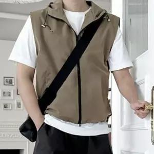 남성 오버핏 조끼 박시핏 캐주얼 데일리 남성 후드 조끼 간절기 아웃도어 바람막이 통기성 활동복 짚업