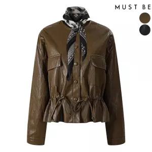 여성 허리스트링 가죽자켓 (스카프set)