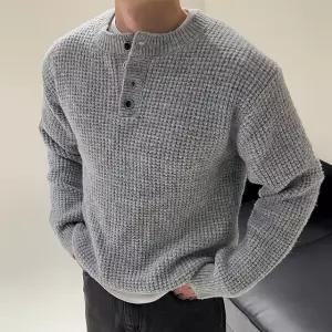 그리트 와플 헨리넥 니트