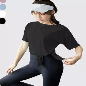힙커버셔츠 필라테스 요가복 반팔 상의 커버업 티셔츠 옆묶음