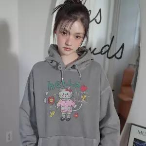 헬로플라워 피그먼트 후드티 다크그레이