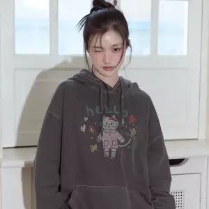 헬로플라워 피그먼트 후드티 스모크블랙