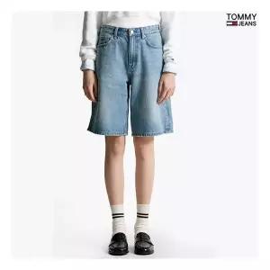 타미힐피거 TOMMY HILFIGER 타미진 여성 라이트블루 와이드 버뮤다 데님 청반바지 659007