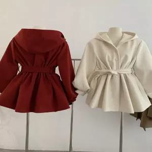 캐시미어 후드 코트 울 빅사이즈 반코트