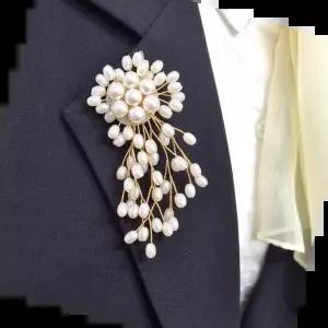 선물 진주 꽃가지 브로치 혼주 정장 한복 패션 악세서리
