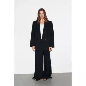 ZARA 자라 핀 스트라이프 오버사이즈 블레이저 - 네이비 화이트 736427