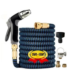 신형 정원용 유연하고 확장 가능한 고무 매직 워터링 파이프 25-125FT, 고압 물총, 자동차 세차 및 관개용