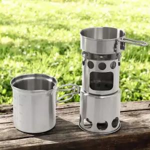 백패킹 캠핑 낚시 1-2인용 우드 스토브 미니 코펠세트