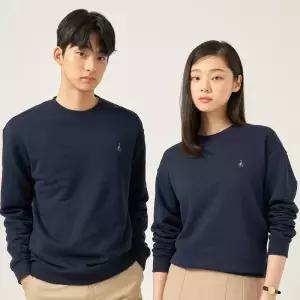 [백화점 정품] 빈폴 멘 [FW25]Essential 남녀공용 로고 자수 스웨트 셔츠 - 네이비 BC5741E03R LL