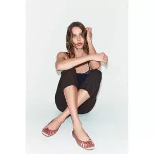 ZARA 자라 새틴 리본 발레리나 슈즈 - 로즈핑크 737113