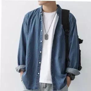 빈티지청남방 남자 대학생 청 남방 코디 데님 셔츠 캠퍼스 룩 패션