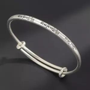 옴마니반메훔 순은 999 도금 무광 브러싱 뱅글 만트라 팔찌