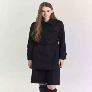 [매장 정품] 헤지스레이디스 24FW 더블 하프 트렌치 코트 블랙