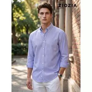 [지오지아]스탠다드핏 코튼 스트라이프 긴팔 셔츠 (ABE2WC1104_B)