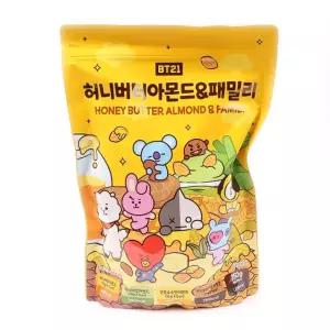 BT21 허니버터아몬드패밀리 (노랑) 250g(1개입) 27.06.27구운과자 어린이 술안주 디저트 후식 견과 봉지 스