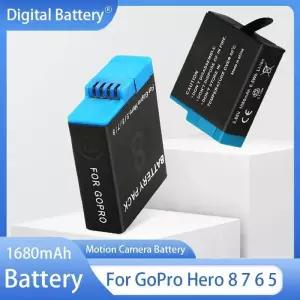 GoPro 8 7 6 5 용 1680mAh 배터리 Hero8 충전식 리튬 이온 팩 카메라 보관함