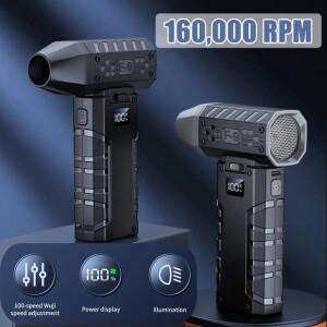 미니 에어 블로워 160000 RPM 휴대용 전기 팬 52m/s 풍속 브러시리스 모터 강력한 팬 LED 디스플레이 포함