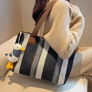 여자 세로 스트라이프 숄더백 크로스백 데일리 쇼퍼백 버킷백 데일리백 여자대학생숄더백