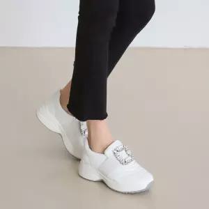 메쉬슬립온 여자 키높이 데일리 운동화 스퀘어 큐빅장식 슬립온