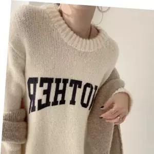 슬릴핏니트티 부드럽고 예쁜 컬러 레터링 여성 니트 맨투맨 티셔츠