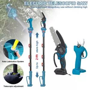 호환  3 IN 1 브러시리스 가든 전동 공구 6인치 전기톱 폴 톱 및 3cm 전지가위 콤보 키트 Makita 21V 배터