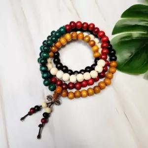 불교용품 금강저 108염주 8mm 오색목 나무 기도 명상 사찰 수행 팔찌 목걸이
