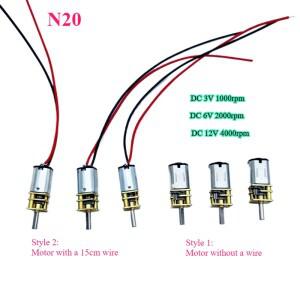 GA12 N20 DC 3V 1000rpm 6V 12V 4000 RPM 미니 소형 마이크로 메탈 기어 모터 15cm 와이어가있는 고 토크